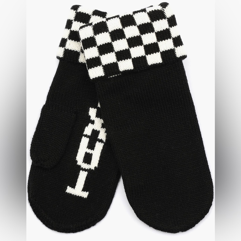 🌀KATE SPADE NEW YORK TAXI CHECKERBOARD GRAPHIC MITTENS - NWT - Picture 4 of 5